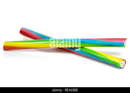 Candy Sticks auf weißem Hintergrund Stockfoto