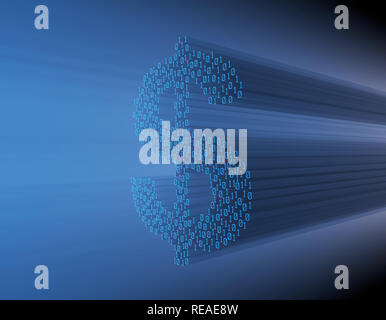 Netzwerk binären Technik, Programmierung und Netzwerk Code, Datenübertragung, Dollar Stockfoto