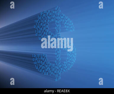 Netzwerk binären Technik, Programmierung und Netzwerk Code, Datenübertragung, Dollar Stockfoto