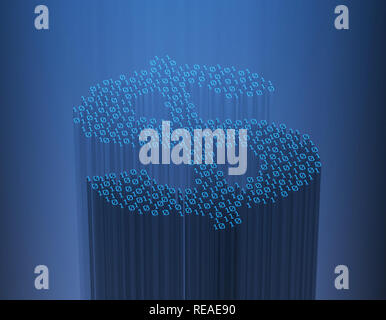 Netzwerk binären Technik, Programmierung und Netzwerk Code, Datenübertragung, Dollar Stockfoto