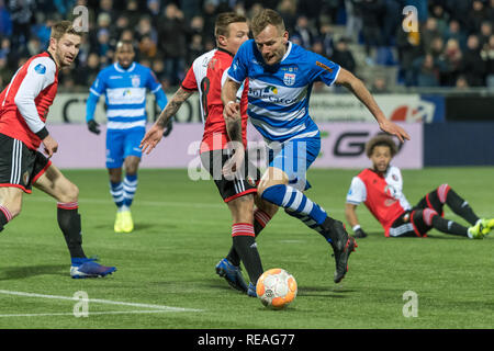 Zwolle, Niederlande 20. Januar 2019 Fußball-niederländischen Eredivisie: PEC Zwolle v Feyenoord Eredivisie 2018-2019 L-R Lennart Dein von Pec Zwolle Stockfoto