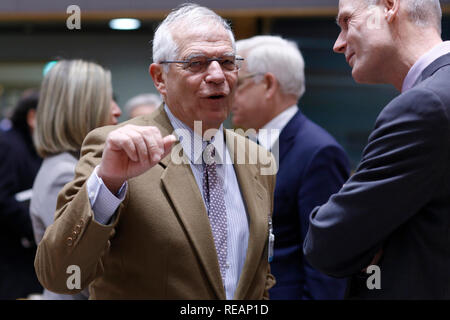 Brüssel, Belgien. 21 sth Januar 2019. Spanische Außenminister Josep Borrell nimmt in der Europäischen Union Rat für Auswärtige Angelegenheiten treffen. Alexandros Michailidis/Alamy leben Nachrichten Stockfoto