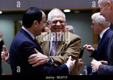 Brüssel, Belgien. 21 sth Januar 2019. Spanische Außenminister Josep Borrell nimmt in der Europäischen Union Rat für Auswärtige Angelegenheiten treffen. Alexandros Michailidis/Alamy leben Nachrichten Stockfoto