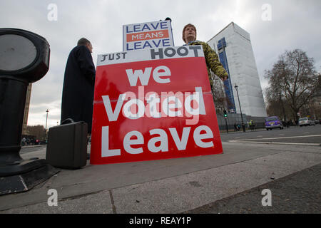 London, Großbritannien. 21. Januar 2109. Pro und Anti Brexit Demonstranten vor und rund um das Parlamentsgebäude. Credit: George Cracknell Wright/Alamy leben Nachrichten Stockfoto