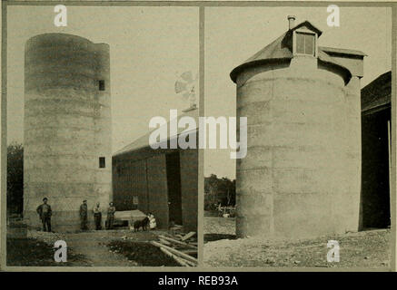 . Beton Silos; eine Broschüre mit praktischen Informationen für den Bauern und den ländlichen Raum an. Beton; Silage. UNIVERSAL PORTLAND CEMENT CO 9 gleiche Methode wie anderswo beobachtet worden. Das Silo ist nichts mehr und nicht weniger als eine große Obst jar. In Afrika der barbarischen Eingeborenen nicht erlauben, ihre Kulturen heraus in den Bereichen an der Gnade der Elemente zu stehen, sondern bauen ein Rundschreiben bin von Inter-Schilfrohre gewebt, verputzt auf beiden Seiten mit Lehm, und mit einem Strohdach. Wenn das Futter oder Getreide wird, entfernt werden, das Dach ist aufgestützt, und durch den einfachen Vorgang der ersetzt Stockfoto