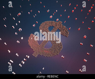 Internet Finanzen Technologie, ein Währungssymbol bestehend aus binären Symbolen, stellt Internet Finanzen Technologie, Dollar Stockfoto