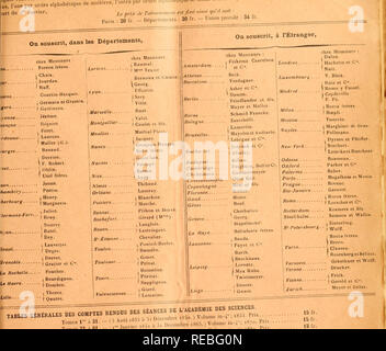 . Comptesrendusheb 1331901 acad.Es NATURELLES. Auf souscrit à Paris. Quai des Gi Bnuis ,835 les Comptes Rendus hebdomadaires paraissent-.? P "l'une, par ordre alphabÃ © TIQUE de matiÃ¨res, l'autre par ordre, Kunst du i" Janvier. u ptjl. ,,,, Vlll, fr. - Einrichtung p uezGAUTHlER-VILLARS, Is-Aueustins, n°- '&lt; Z7c Dimanche Ils forment, à la fin de L'aorte, deux Volumes in-',". Deux. SÃANCES DE L'ACADÃMIE DES SCIENCES. 853. Prix. 1870. Pris Janvier, 85, À M DEKOR cembre 1865) Band im Januar 1866 a ii Einrichtung cembre 1880.) Volumen in - (1 e 1 Janvier cembre 1895.) Volur 1889. Prix 1&lt;)&gt;. Prix Stockfoto