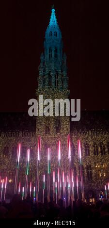 Weihnachten Licht-Show, Grand Place, Brüssel, Brabant, Belgien Stockfoto