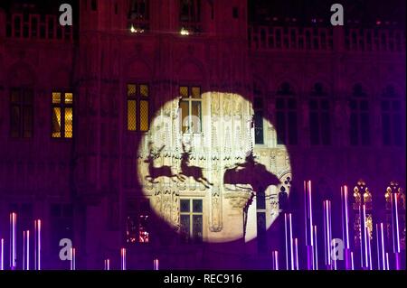 Weihnachten Licht-Show, Grand Place, Brüssel, Brabant, Belgien Stockfoto