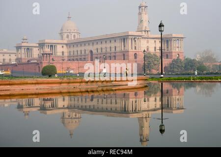 North Block der indischen Regierung Gebäude, Raisina Hill, Delhi, Indien Stockfoto