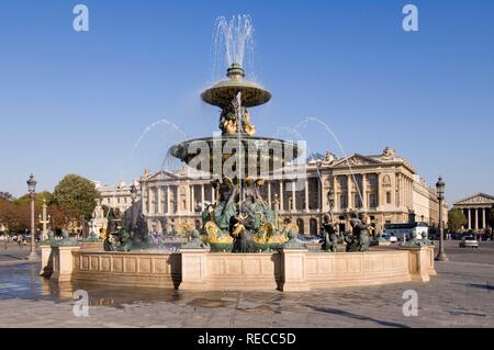 Fontaine des Fleuves Brunnen, Place de la Concorde, Paris, Frankreich, Europa Stockfoto