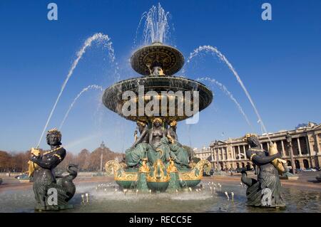 Fontaine des Fleuves Brunnen, Place de la Concorde, Paris, Frankreich, Europa Stockfoto