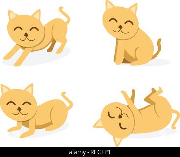 Satz von Katze auf weißem Hintergrund, Vektor Stock Vektor