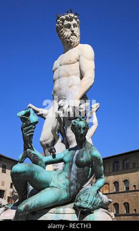 Neptunbrunnen in Florenz, Toskana, Italien, Europa Stockfoto