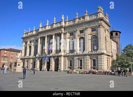 Barocke Fassade des Palazzo Madama Piazza Castello, Turin, Turin, Piemont, Italien, Europa Stockfoto