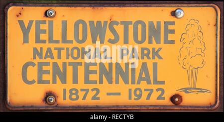 Amerikanische Nummernschilder von Yellowstone Stockfoto
