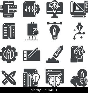 Vektor grau kreativen Prozess Symbole auf weißem Hintergrund Stock Vektor