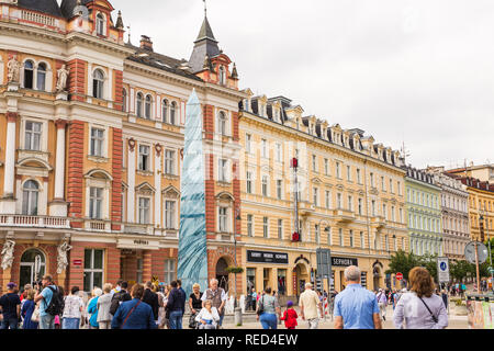 Karlsbad, TSCHECHISCHE REPUBLIK - 13. JUNI 2017: Schönes Hotel in Karlsbad, Tschechische Republik. Es ist das meistbesuchte Kurort in der Tschechischen Republik Stockfoto