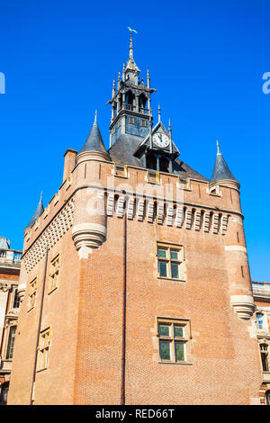 Capitole Donjon oder mittelalterlichen Dungeon Tower am Place du Capitole, Toulouse. Jetzt ist Tourist Information Office. Stockfoto