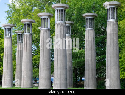 Das 95-bell Nashville Carillon, in der Bicentennial Capitol Mall State Park, in Nashville, Tennessee. Stockfoto