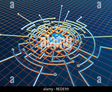 Elektronische Netzwerk Technologie, Internet, Datenübertragung, Dollar Stockfoto