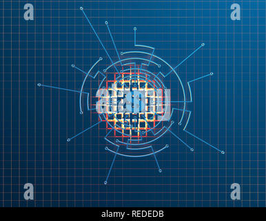 Elektronische Netzwerk Technologie, Internet, Datenübertragung, Dollar Stockfoto