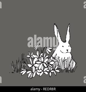 Süße Kaninchen, Hand zeichnen Abbildung. Ziehen Vektor-illustration set Character Design von niedlichen Kaninchen. Stock Vektor