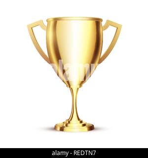 Golden realistische 3D-Sieger Cup. Golden Trophy Sieger Symbol. Stock Vektor