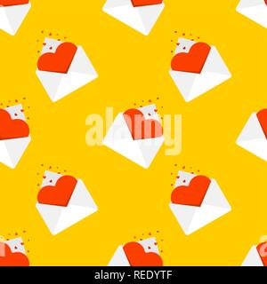Liebe mail Muster Nahtlose. Herzen in einem Kuvert mit. Nachricht Valentinstag. Valentine Hintergrund Stock Vektor