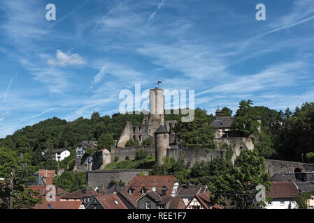 Blick auf die Burgruine Eppstein in Hessen, Deutschland Stockfoto