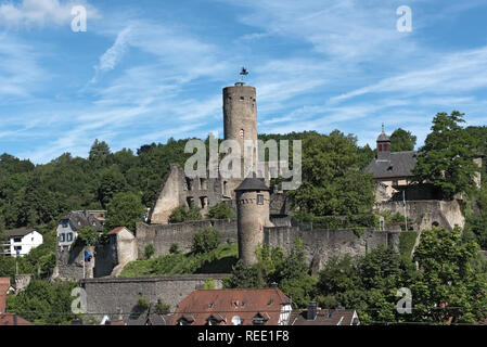 Blick auf die Burgruine Eppstein in Hessen, Deutschland Stockfoto