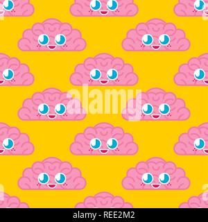 Cute Gehirn Muster. lustige Gehirne Cartoon Stil Hintergrund. Baby tuch Textur. kids Charakter. Kinder Stil. Stock Vektor