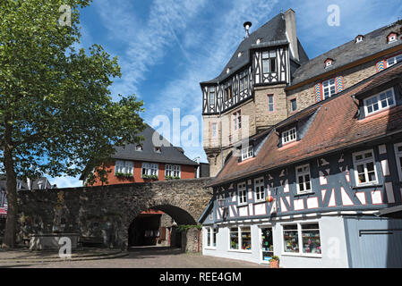 Der Torturm der Renaissance Schloss in Idstein, Hessen, Deutschland Stockfoto