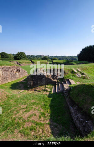 Römische Amphitheater Caerleon Newport Gwent Wales Stockfoto