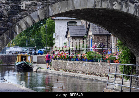 Brecon Wharf Monmouthshire und Brecon Canal Brecon Brecon Beacons National Park Powys Wales Stockfoto