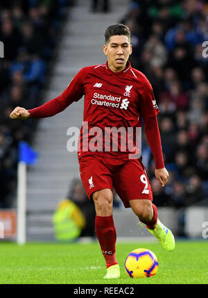 Roberto Firmino von Liverpool - Brighton & Hove Albion v Liverpool, Premier League, Amex Stadion, Brighton - 12. Januar 2019 Editorial verwenden Sie Nur-Da Stockfoto