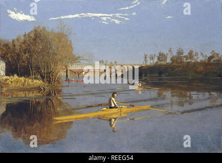 Max Schmitt in einem einzigen Scull von Thomas Eakins, auch als Meister Einzel Sculls oder der Meister, Single Sculls bekannt Stockfoto