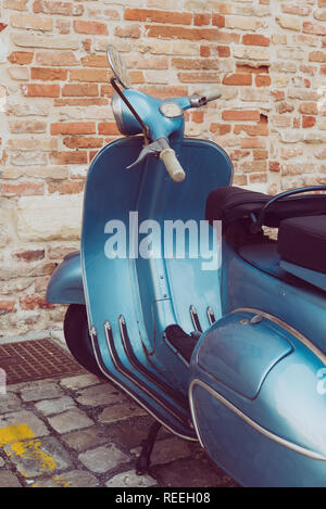 Eines der beliebtesten Verkehrsmittel in Italien, vintage Vespa Stockfoto