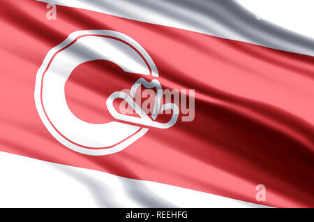 Calgary, Alberta winken und closeup flag Abbildung. Perfekt für Hintergrund oder Textur. Stockfoto