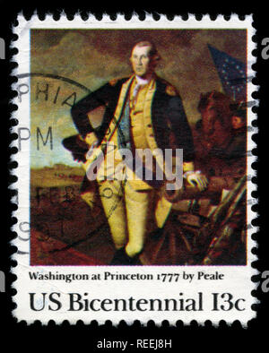 Briefmarke von Vereinigte Staaten von Amerika (USA) in der amerikanischen Bicentennial Ausgabe: Washington an der Princeton Serie 1977 ausgestellt Stockfoto