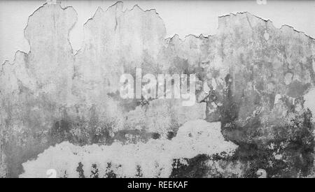 Alte weiße Beton Wand sind Peeling. Farbe Beton Wand abstrakte Textur Hintergrund. Im Laufe der Zeit verschlechtert. Risse im Beton Wand. Stockfoto