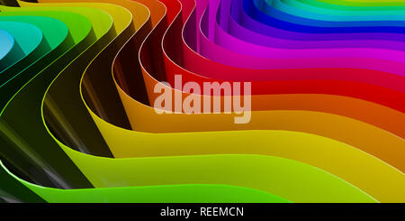 Abstrakte rainbow fließende geschwungene Linien Hintergrund. 3D-Rendering Stockfoto