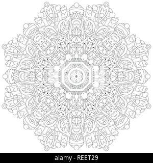 Vektor Erwachsenen Coloring Book Texturen. -Handgemalte Design. Erwachsenen Anti-Stress-Malvorlagen. Schwarz / weiß handgezeichnete Abbildung zum Färben von bo Stock Vektor