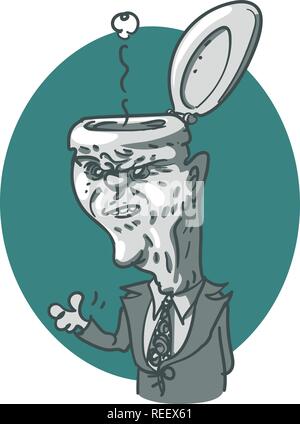 Ein Schrank Kopf Politiker, satirische Karikatur, Cartoon Stil Vector Illustration. Stock Vektor