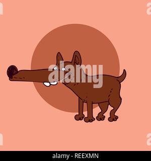 Lange Nase glücklicher Hund Cartoon, Vector Illustration. Stock Vektor