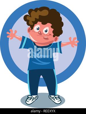 Ständigen kid offenen Armen Cartoon Stil Vector Illustration. Stock Vektor