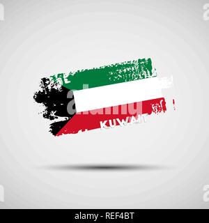 Flagge von Kuwait. Vector Illustration von Grunge Pinselstrich mit Kuwaitischen nationalflagge Farben für Ihre Grafik- und Webdesign Stock Vektor