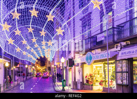 Madeira Funchal Madeira Weihnachtsdekoration Straßenbeleuchtung Funchal Madeira Portugal EU Europa Stockfoto