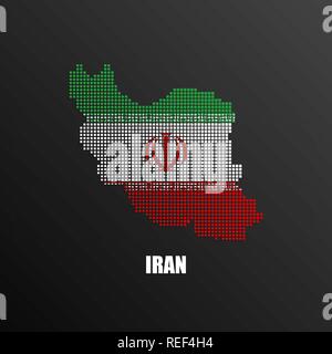 Vector Illustration der abstrakten halftone Karte von Iran aus Quadratische Pixel mit iranischen Nationalflagge Farben für Ihre Grafik- und Webdesign Stock Vektor