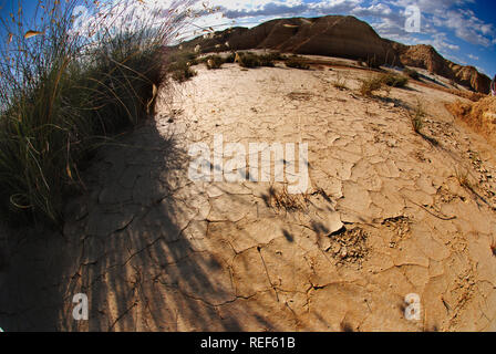 Bilder von der Halbwüste Gebiet der Bardenas Reales, in der Region Navarra von Spanien Stockfoto